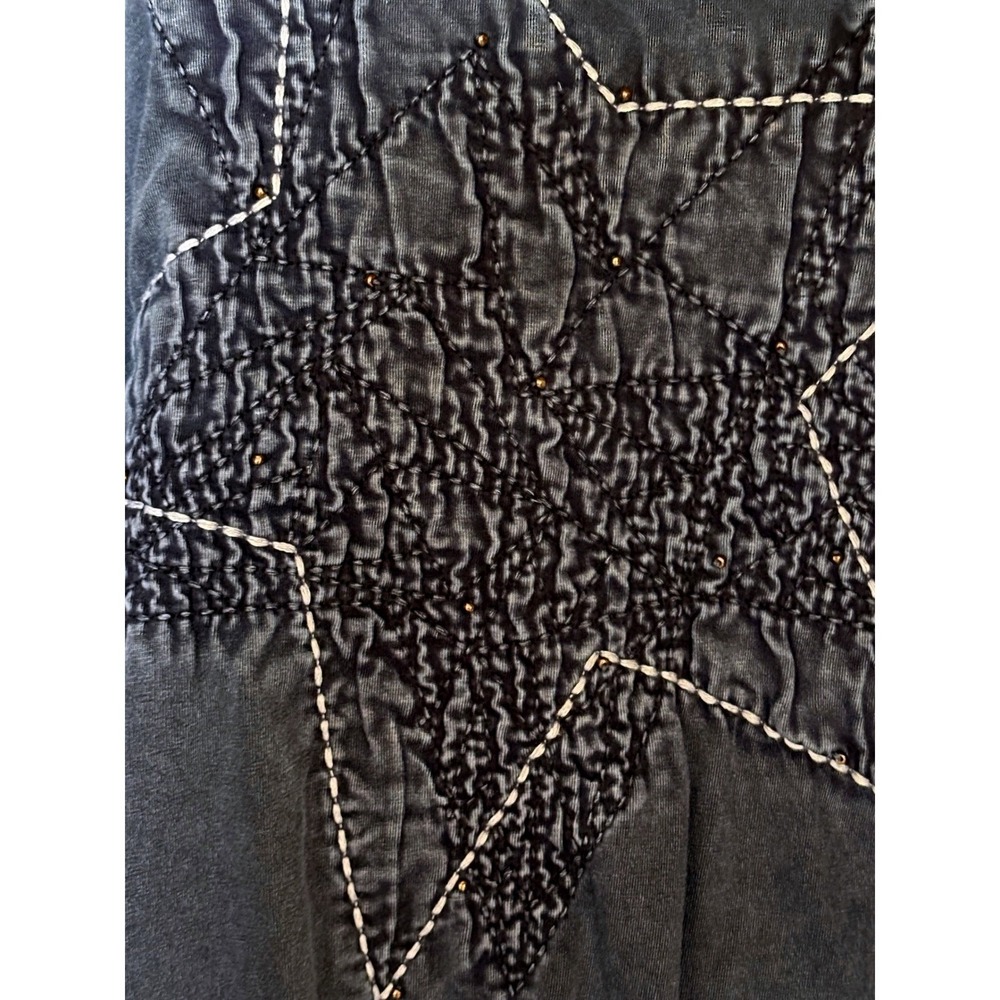 Ruff Hewn Womens 2X Charcoal Gray Mineral Wash Star‎ Graphic Front Tie T-Shirt - Picture 3 of 6